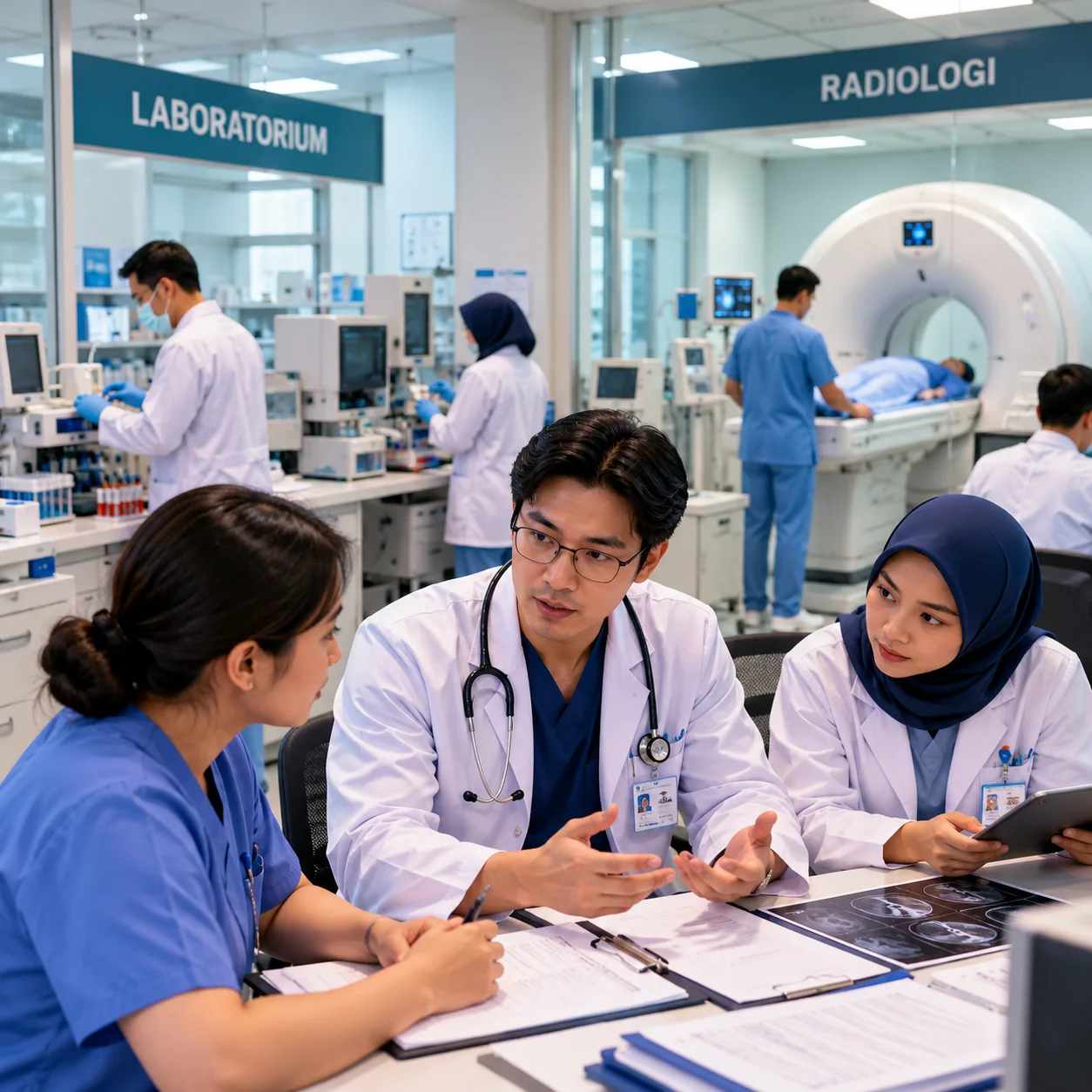 Tim radiologi berkoordinasi menggunakan informasi klinis terintegrasi